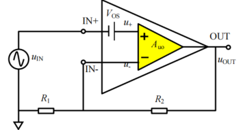 含运放输入失调电压等效模型的同相比例器电路